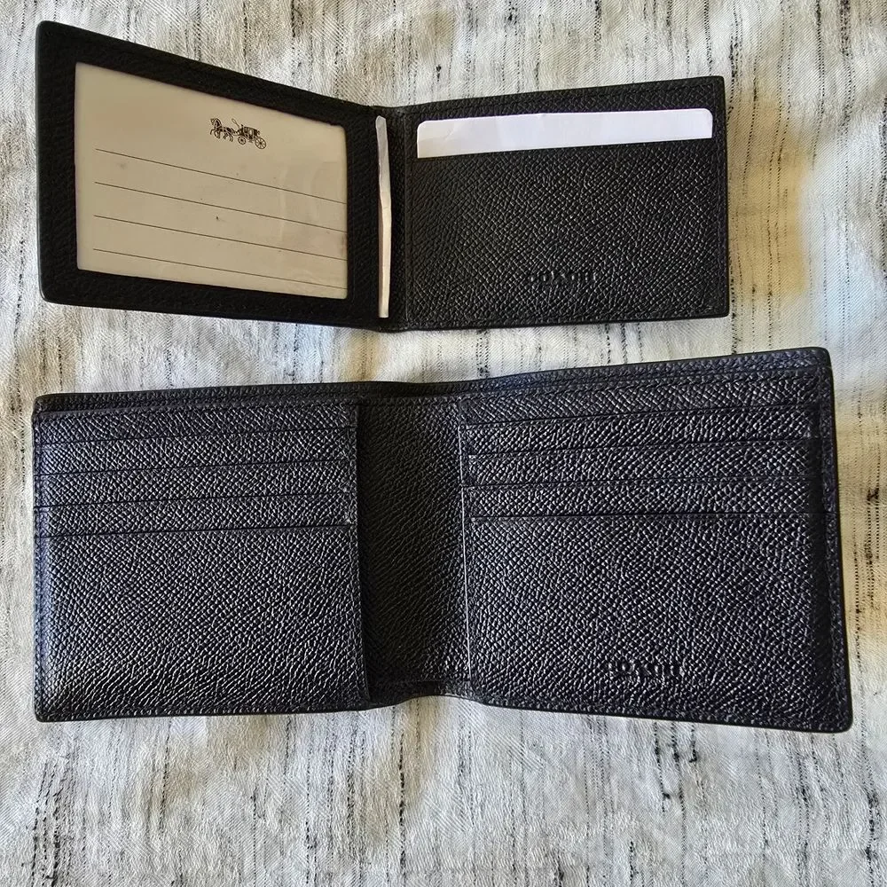 NWOT Coach Black Crossgrain Leather 3-in-1 Wallet